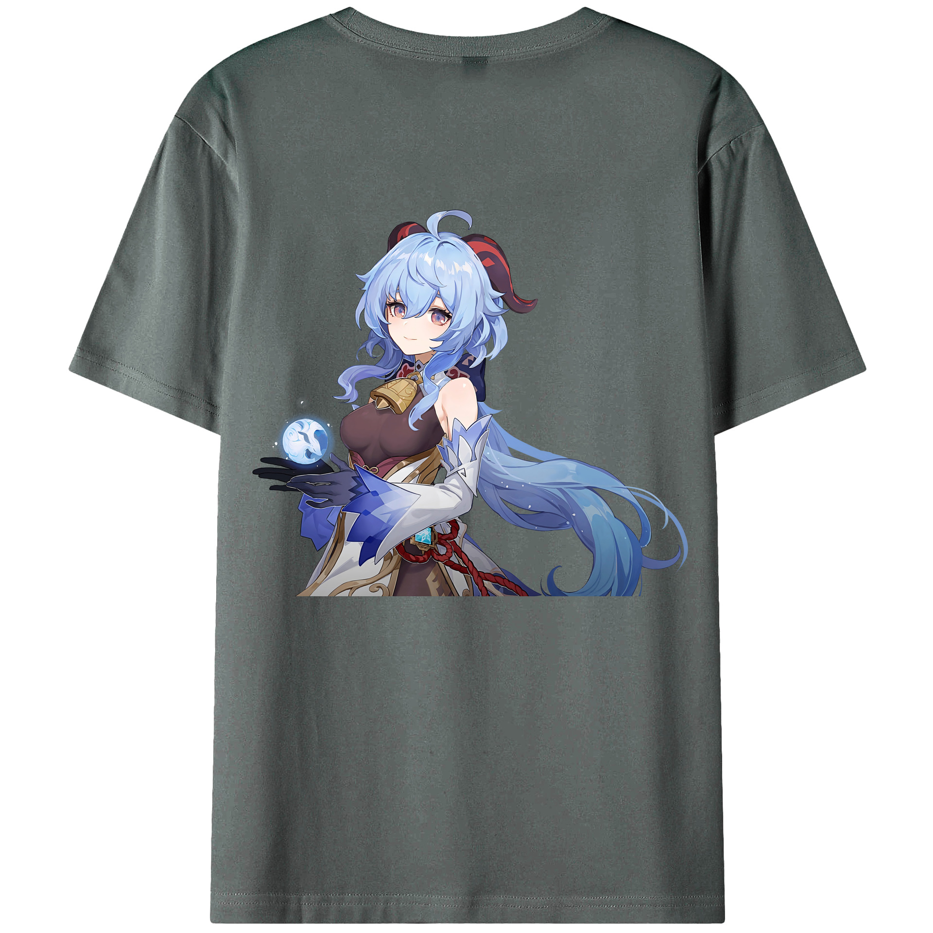 げんし神 甘雨 かんう genshin Ganyu 綿100％ メンズ半袖Tシャツ（バックプリント） 通気性